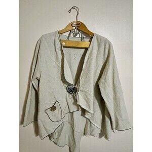 Lee Anderson Cape Women Lagenlook Rose Floral Applique Eclectic Poncho Flowy Art